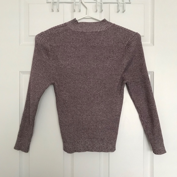 FOREVER 21 Ribbed Crew Neck Top S Fit Purple Mauve Long Sleeve - Picture 2 of 4